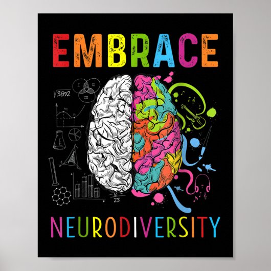 Embrace Neurodiversity Brain Embrace Adhd Autism Poster (Voorkant)