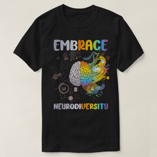 Embrace Neurodiversity Brain Embrace ADHD Autisme T-shirt (Design voorkant)