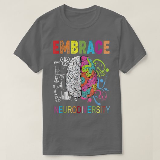 Embrace Neurodiversity Brain Embrace ADHD Autisme T-shirt (Design voorkant)