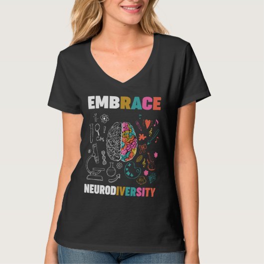 Embrace Neurodiversity Brain Embrace Adhd Autisme T-shirt (Voorkant)