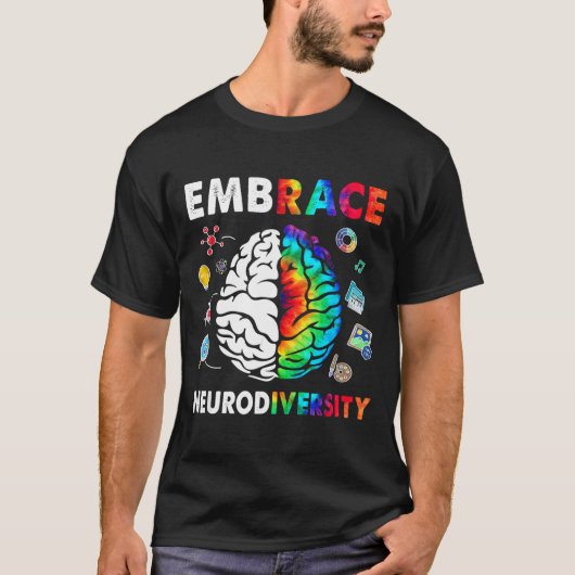 Embrace Neurodiversity Brain Embrace Adhd Autisme  T-shirt (Voorkant)