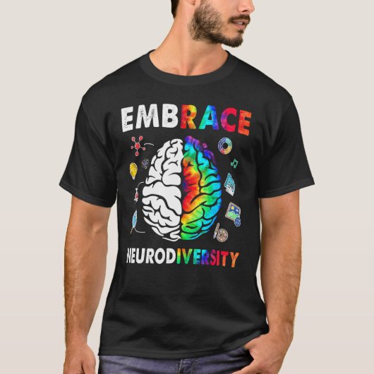 Embrace Neurodiversity Brain Embrace ADHD Autisme T-shirt (Voorkant)