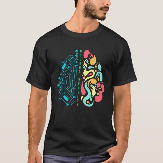 Embrace Neurodiversity Brain For Autism Awareness T-shirt (Voorkant)