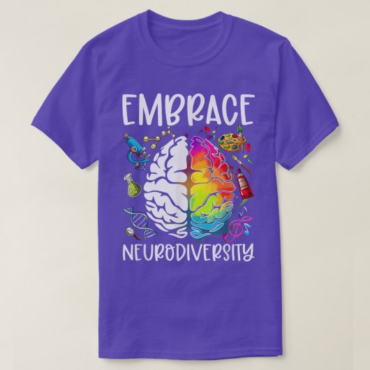 Embrace Neurodiversity Brain Rainbow ADHD Autism A T-shirt (Design voorkant)