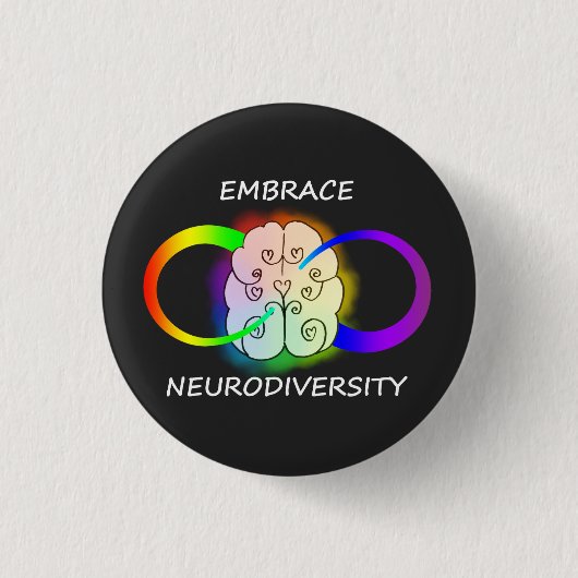 Embrace Neurodiversity Button in Dark (Voorkant)
