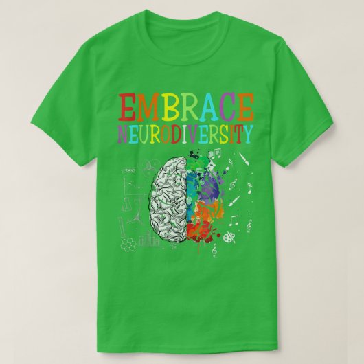 Embrace Neurodiversity Colorful Brain Autisme T-shirt (Design voorkant)