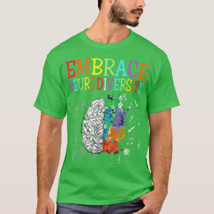 Embrace Neurodiversity Colorful Brain Autisme T-shirt