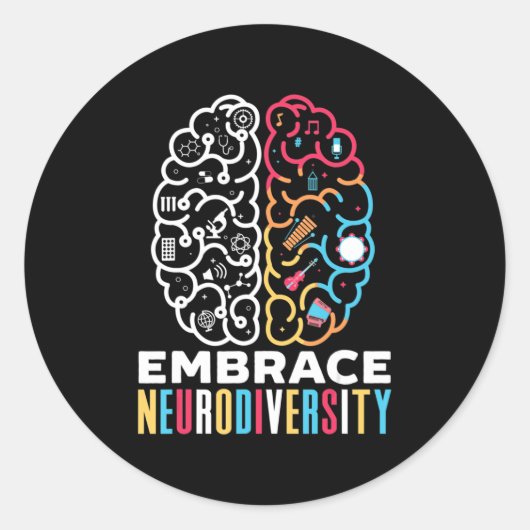 Embrace Neurodiversity Design for a Autism Awarene Ronde Sticker (Voorkant)