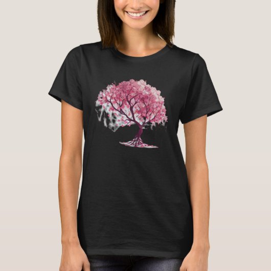 Embrace Spring with a Unique Cherry Blossom Geomet T-shirt (Voorkant)