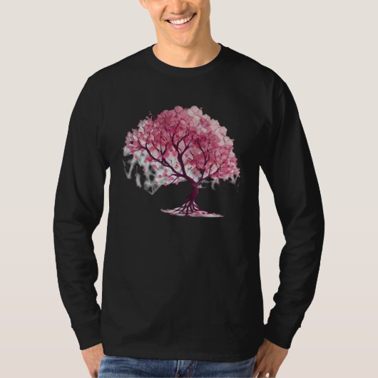 Embrace Spring with a Unique Cherry Blossom Geomet T-shirt (Voorkant)