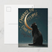"Embrace the Eclipse" Celestial Cat Illustration Feestdagenkaart (Voorkant / Achterkant)