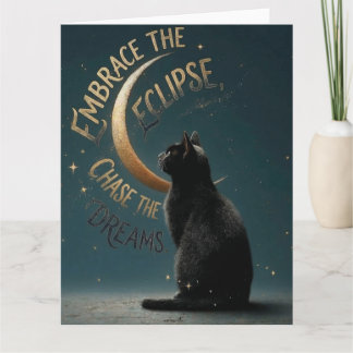 "Embrace the Eclipse" Celestial Cat Illustration Kaart