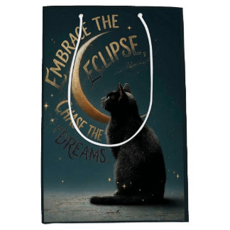 "Embrace the Eclipse" Celestial Cat Illustration Medium Cadeauzakje