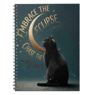 "Embrace the Eclipse" Celestial Cat Illustration Notitieboek