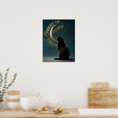 "Embrace the Eclipse" Celestial Cat Illustration Poster (Keuken)