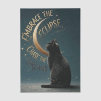 "Embrace the Eclipse" Celestial Cat Illustration Tissuepapier