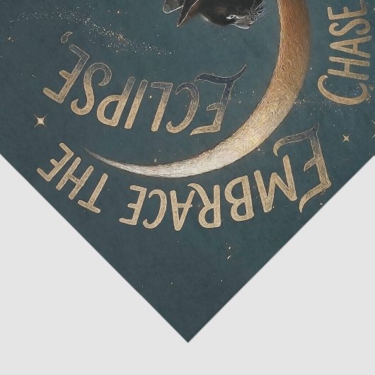 "Embrace the Eclipse" Celestial Cat Illustration Tissuepapier (Detail)
