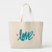 Embrace The Love Turquoise Pink Heart Tote Bag (Achterkant)