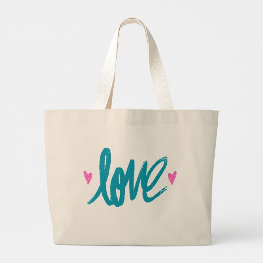 Embrace The Love Turquoise Pink Heart Tote Bag (Achterkant)