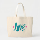 Embrace The Love Turquoise Pink Heart Tote Bag (Voorkant)