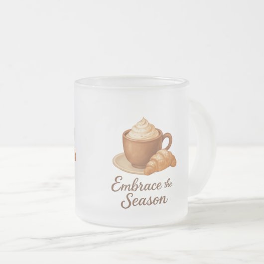 Embrace This Season Frosted Mug – Cozy Cocoa Café  Matglas Koffiemok (Voorkant rechts)