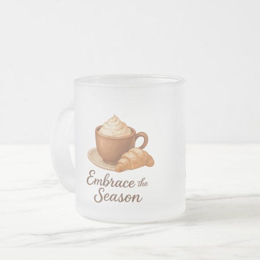 Embrace This Season Frosted Mug – Cozy Cocoa Café  Matglas Koffiemok (Voorkant links)
