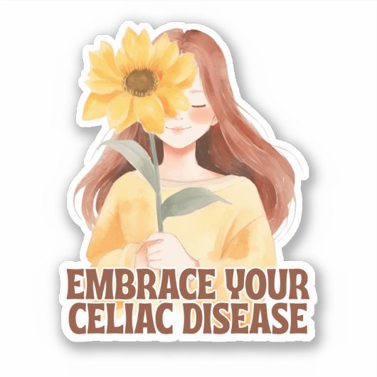 Embrace Your Celiac Disease Sunflower Sticker (Voorkant)