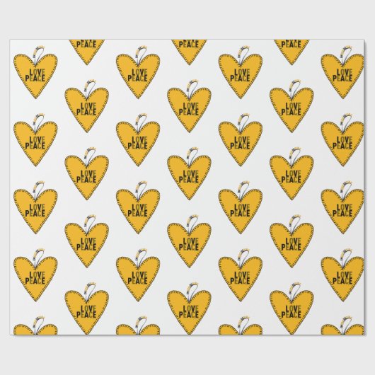 Embrodering Liefde & Vrede ・ Geel ・ Cadeaupapier (Vlak)