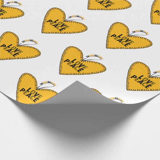 Embrodering Liefde & Vrede ・ Geel ・ Cadeaupapier (Hoek)