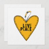 Embrodering Liefde & Vrede ・ Geel ・ Feestdagenkaart (Voorkant / Achterkant)