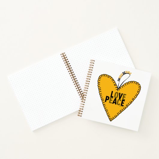 Embrodering Liefde & Vrede ・ Geel ・ Notitieboek (Binnen)