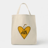 Embrodering Liefde & Vrede ・ Geel ・ Tote Bag (Achterkant)