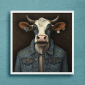 Embroided Moo Jacket- Funny koe in een kostuum Poster