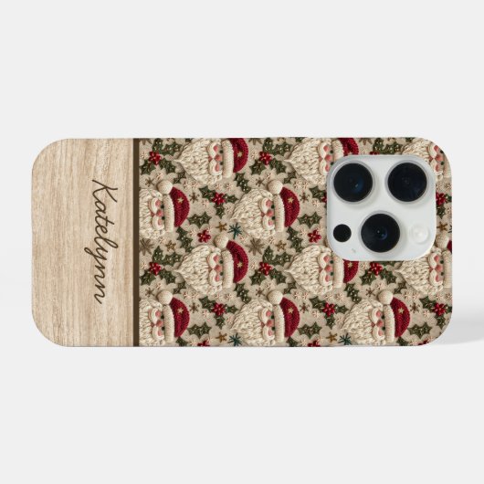 Embroidered 3D Santa Phone Case | Personalized iPhone Hoesje (Achterkant horizontaal)