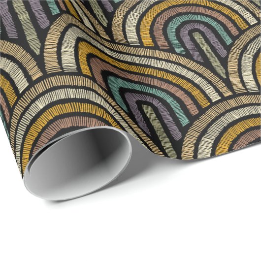 Embroidered Art Deco Pattern Wrapping Paper Cadeaupapier (Rol Hoek)
