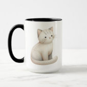Embroidered Beige Kitty Boho Cat Mug Mok (Links)