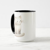 Embroidered Beige Kitty Boho Cat Mug Mok (Voorkant links)