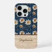 Embroidered Daisy Denim Phone Case with Name iPhone Hoesje (Achterkant)