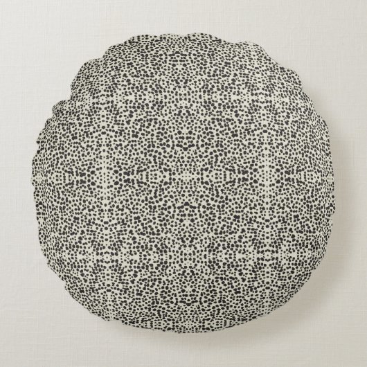Embroidered Effect Dalmatian Fur Print Rond Kussen (Voorkant)
