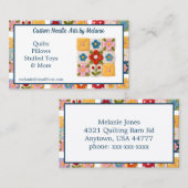 Embroidered Flower Patchwork Quilt Visitekaartje (Voorkant / Achterkant)