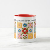 Embroidered Flowers Patchwork Quilt Mug Mok (Midden)