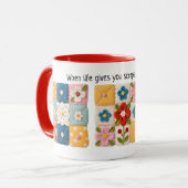 Embroidered Flowers Patchwork Quilt Mug Mok (Voorkant links)