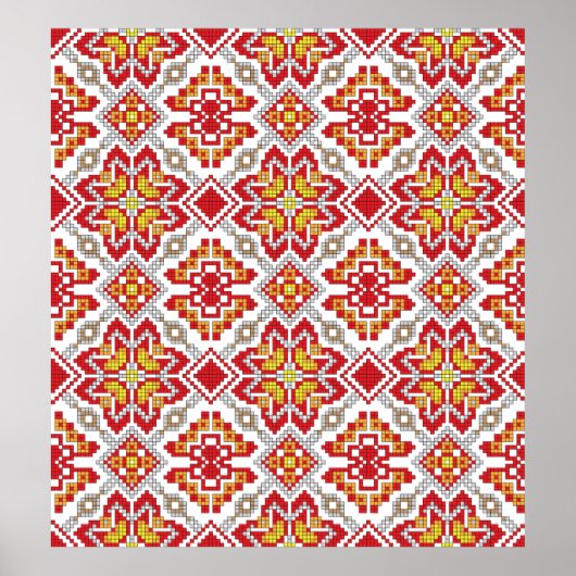 Embroidered handmade cross-stitch ethnic Ukraine p Poster (Voorkant)