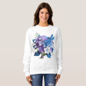 Embroidered Hydrangeas and Dragonfly Botanical Art Trui (Voorkant volledig)