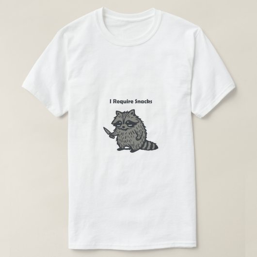 Embroidered I Require Snacks funny cozy T-shirt (Design voorkant)
