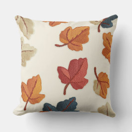 Embroidered Look Fall Leaf Throw Pillow Buitenkussen