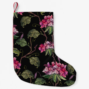 Embroiderige geraniumbloemen naadloos patroon kleine kerstsok