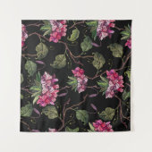 Embroiderige geraniumbloemen naadloos patroon wandkleed (Voorkant (horizontaal))