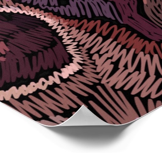 Embroiderige menselijke schedel en roze orchidee b poster (Hoek)