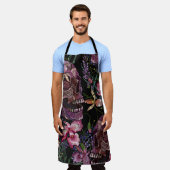 Embroiderige menselijke schedel en roze orchidee b schort (Gedragen)